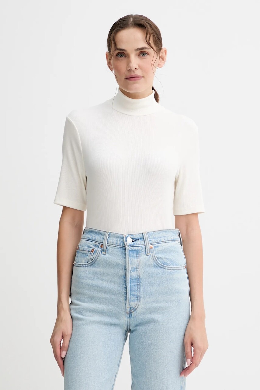 Tričko Marc O'Polo dámske, béžová farba, s polorolákom, M08207651177