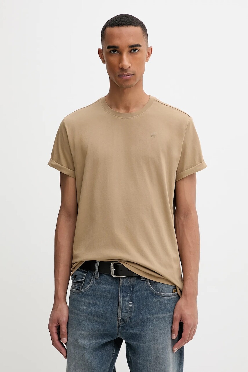 Bavlnené tričko G-Star pánske, zelená farba, jednofarebné, D16396-B353