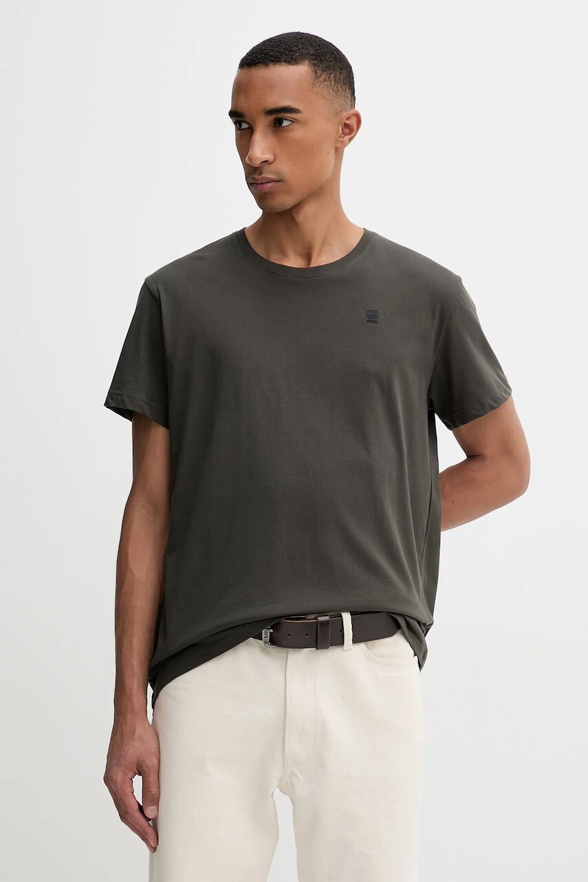 Bavlnené tričko G-Star pánske, zelená farba, jednofarebné, D16411.336