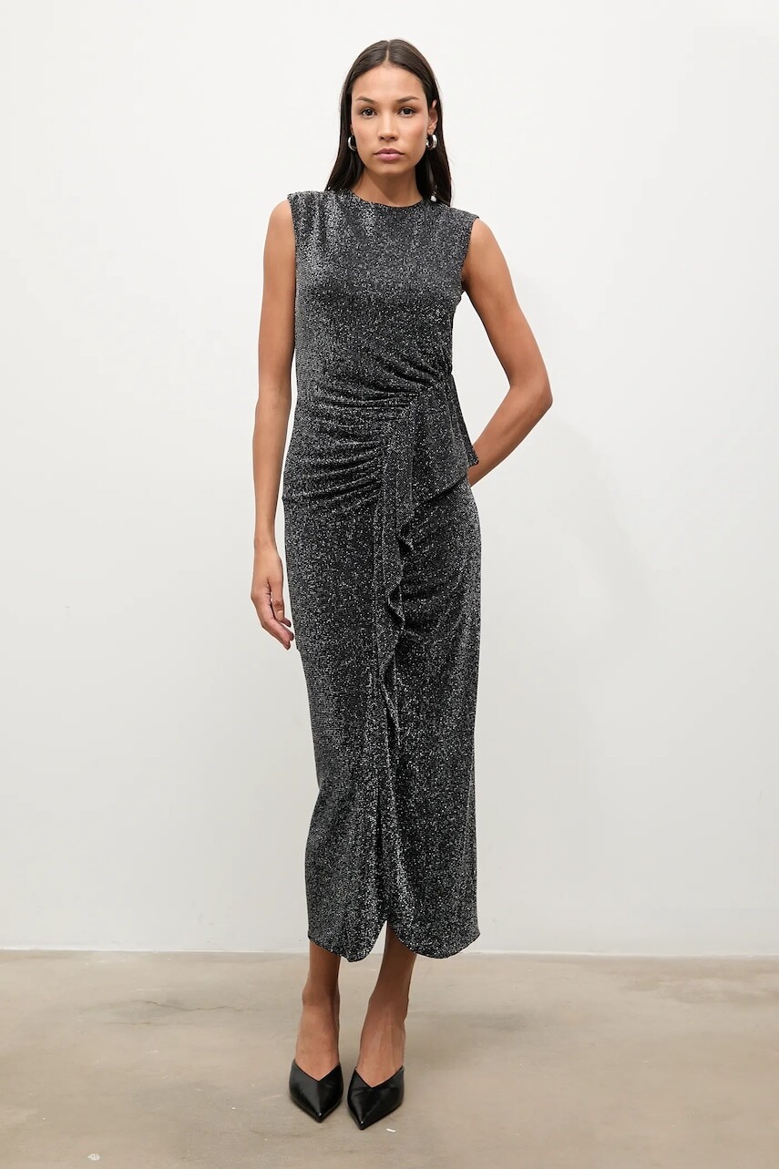 Šaty Answear.LAB strieborná farba, maxi, priliehavé
