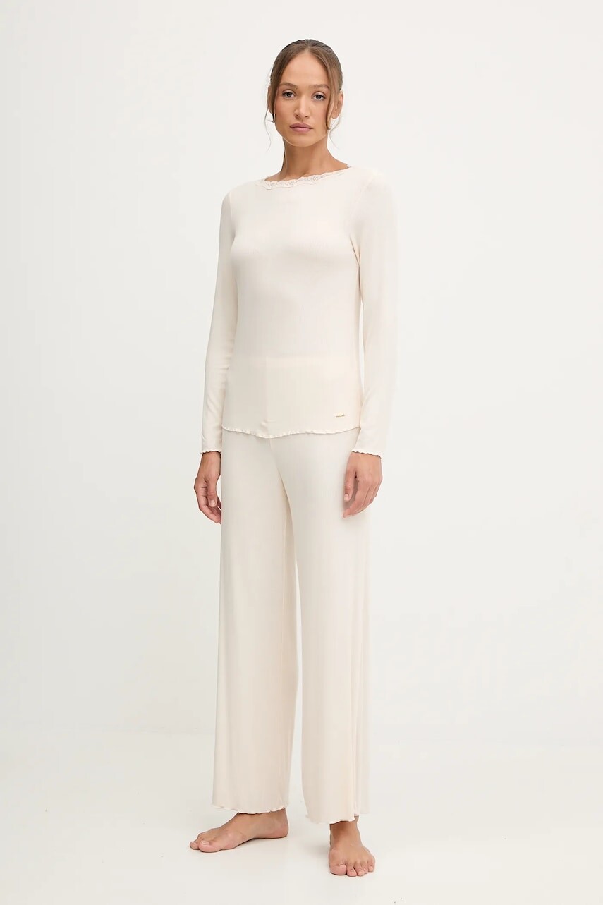 Pyžamo United Colors of Benetton dámske, béžová farba, 3P2Y3P03Y