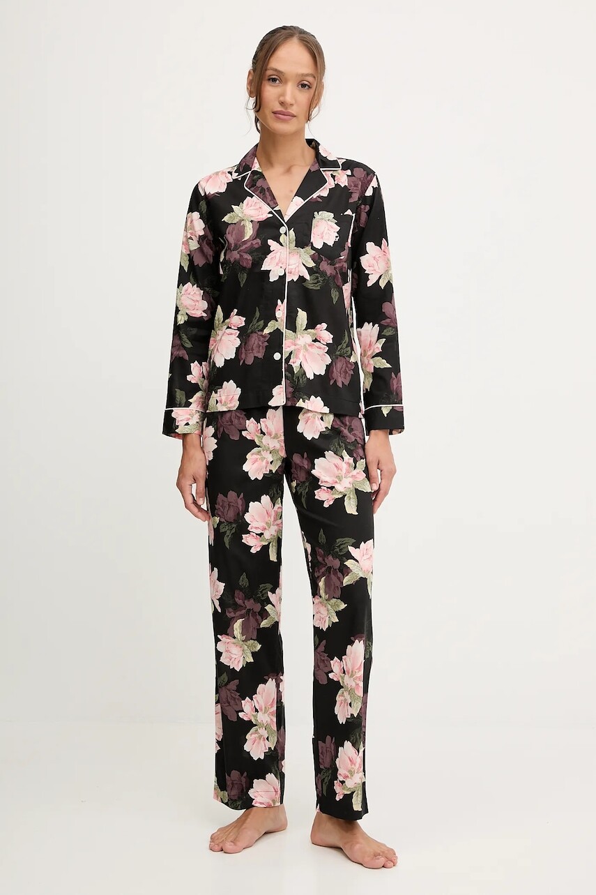 Pyžamo Lauren Ralph Lauren dámske, čierna farba, ILN92438
