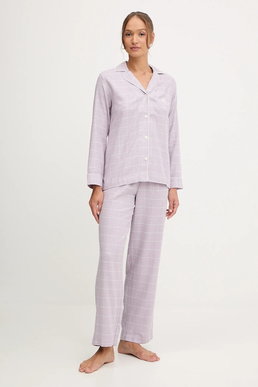 Pyžamo Lauren Ralph Lauren dámske, fialová farba, ILN92448