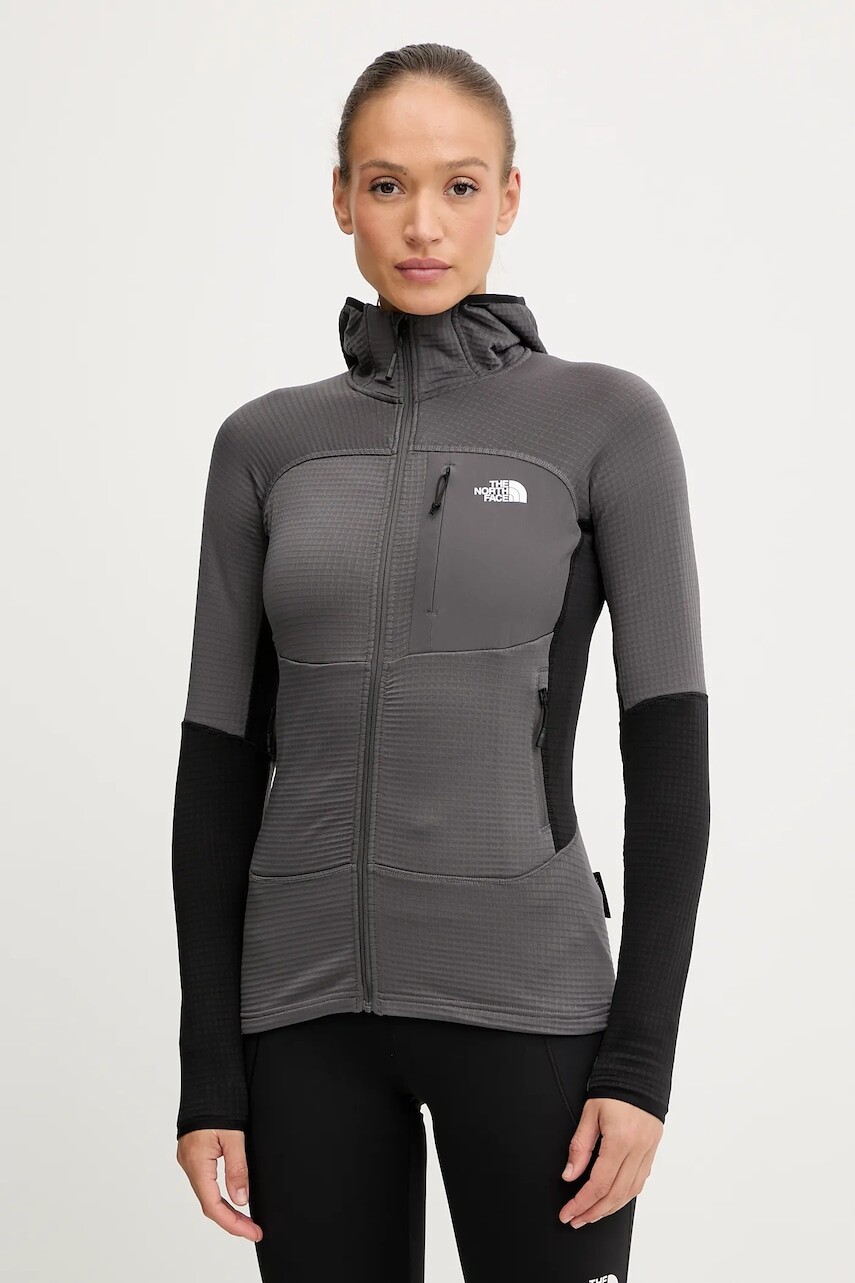 Turistická bunda The North Face Polartec Powergrid Stormgap šedá farba, prechodná, NF0A8E0VWUO1