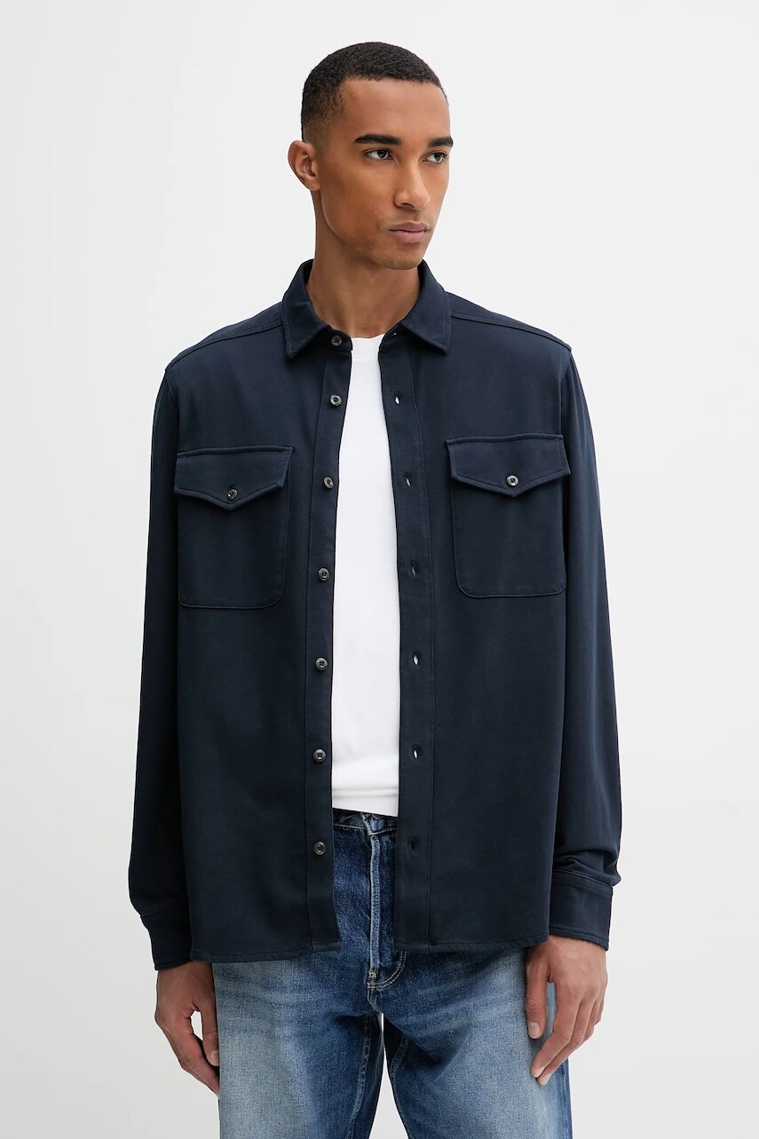 Bavlnená košeľa G-Star tmavomodrá farba, regular, s klasickým golierom, D26765.C784