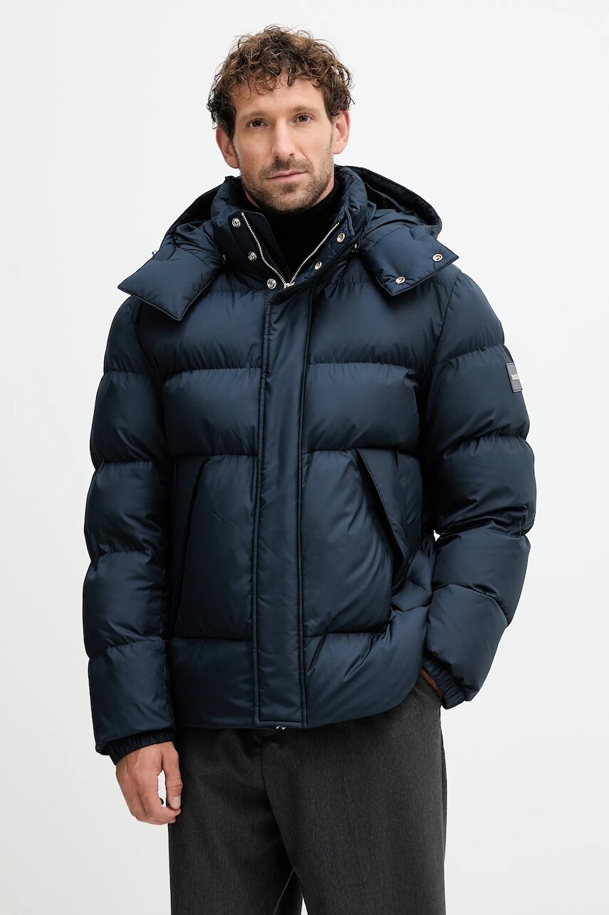 Bunda BOSS tmavomodrá farba, zimná, oversize, 50551599