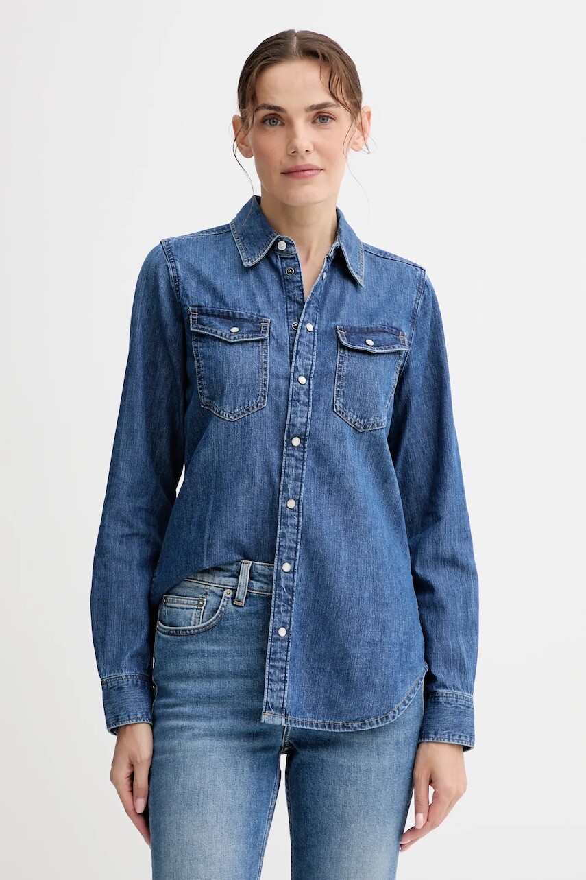 Rifľová košeľa G-Star modrá farba, regular, s klasickým golierom, D27714.D252