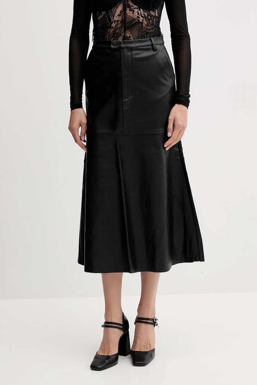 Sukňa Bardot čierna farba, midi, áčkový strih, 60032SB