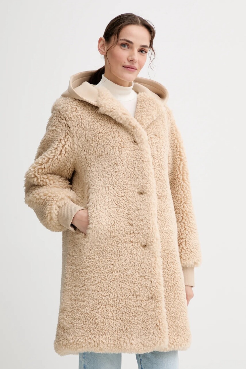 Kabát Marc O'Polo béžová farba, 5000006535