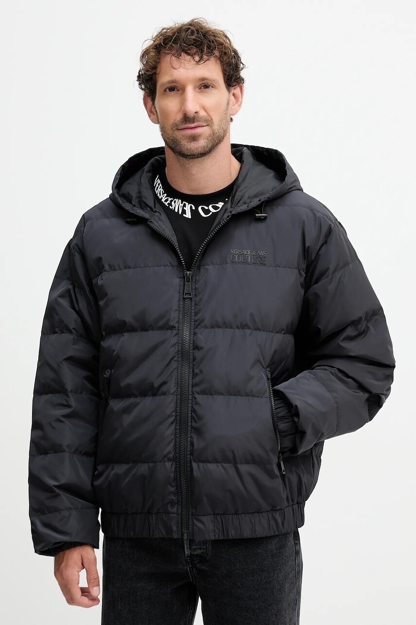 Páperová bunda Versace Jeans Couture čierna farba, prechodná, oversize, 79GAUD17 CQ22D