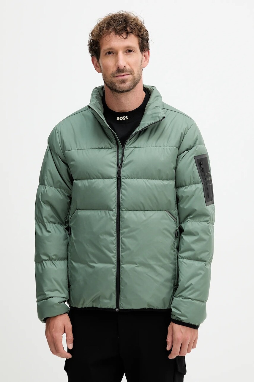 Páperová bunda BOSS Green zelená farba, prechodná, 50544322