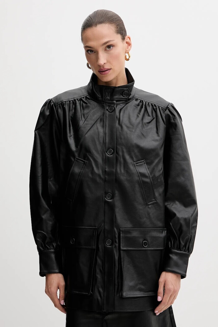 Bunda Bardot čierna farba, prechodná, 60034JB