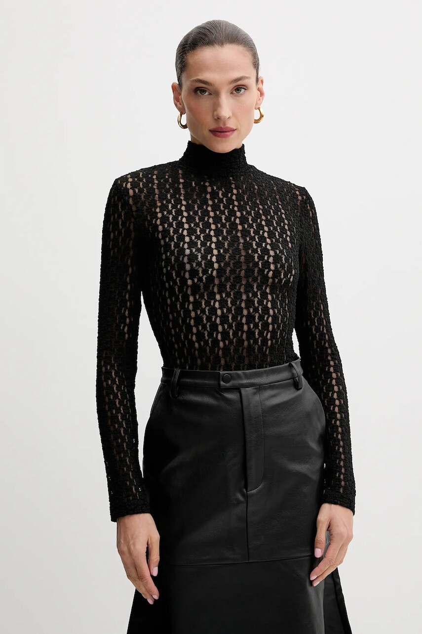 Blúzka Bardot čierna farba, vzorovaná, 57194TB1