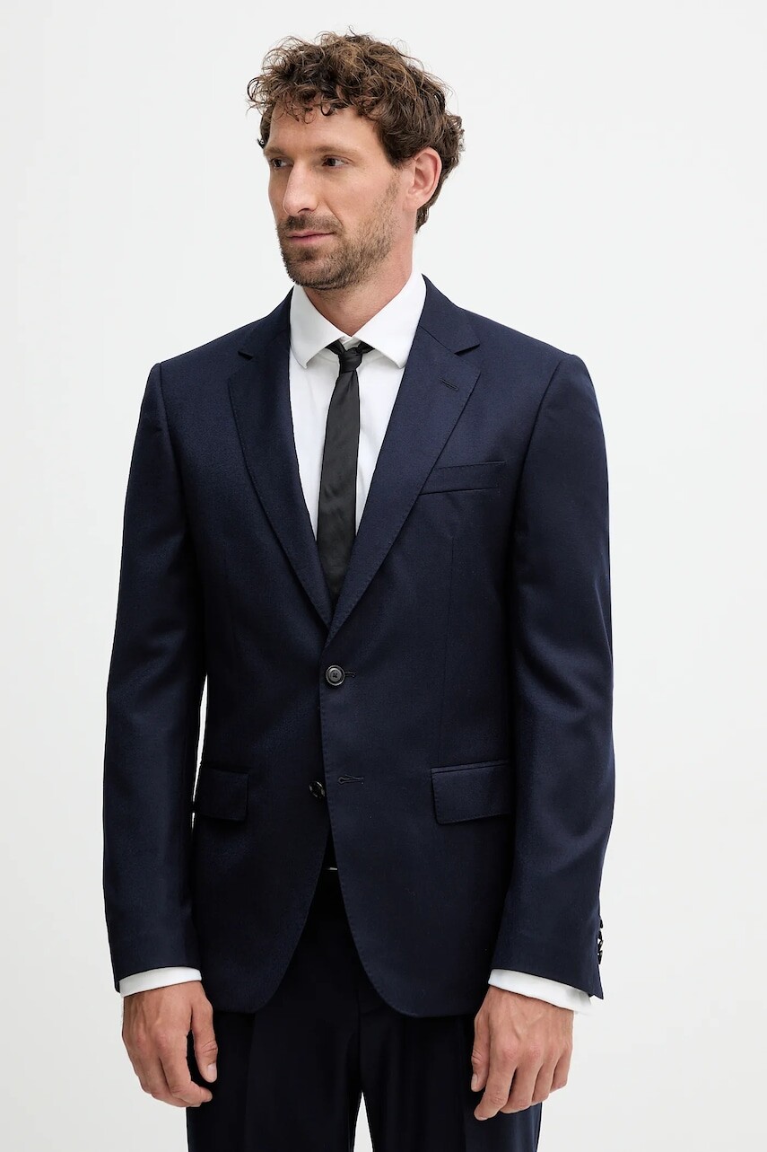 Vlnené sako BOSS tmavomodrá farba, 50553008