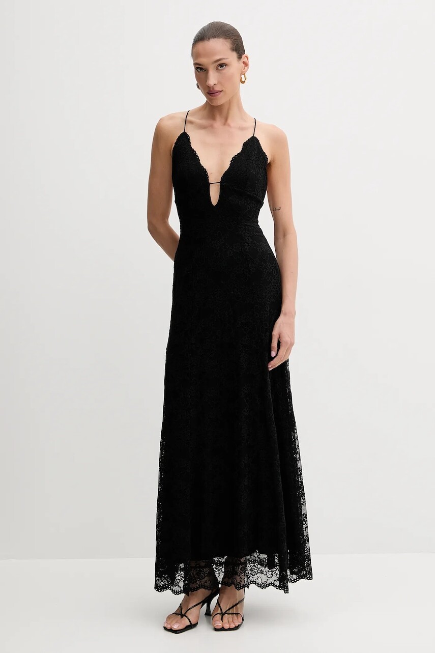 Šaty Bardot čierna farba, midi, áčkový strih, 60060DB