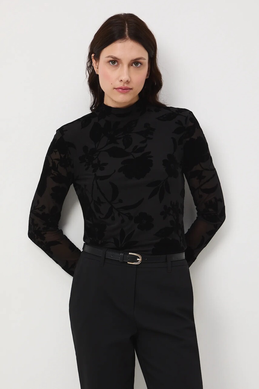 Tričko s dlhým rukávom Medicine čierna farba, s polorolákom