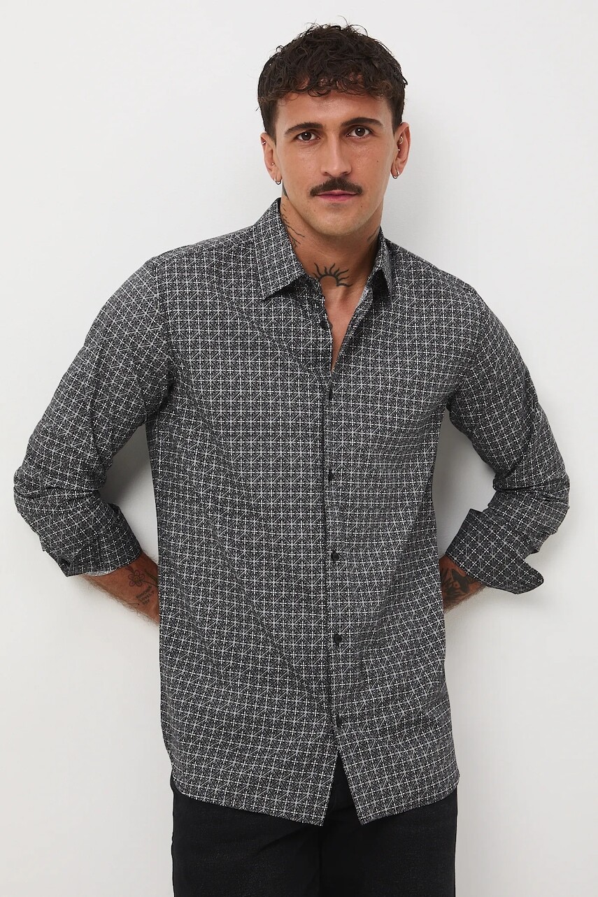 Košeľa Medicine čierna farba, slim, s klasickým golierom