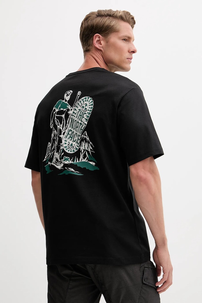 Bavlnené tričko The North Face pánske, čierna farba, s potlačou, NF0A8F2TJK31