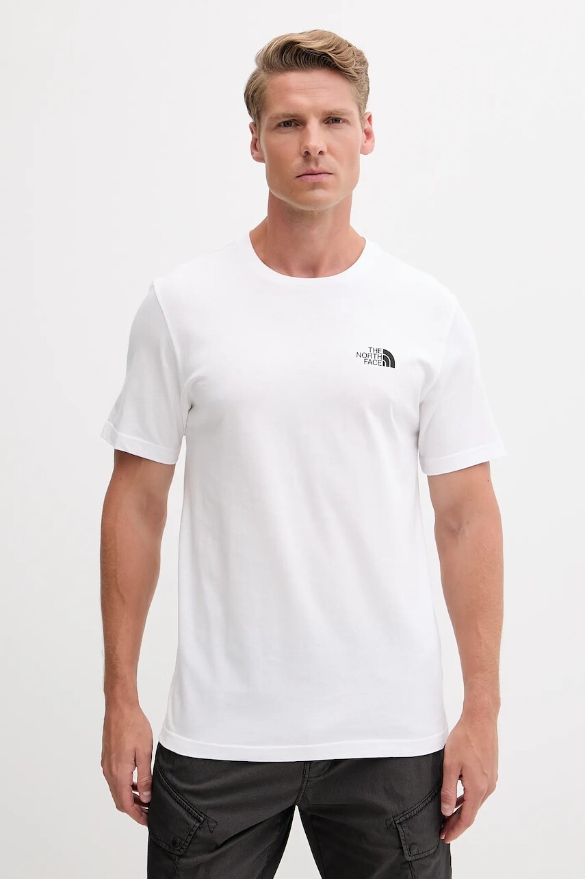 Bavlnené tričko The North Face Mountain Sketch pánske, biela farba, s potlačou, NF0A8EE8FN41