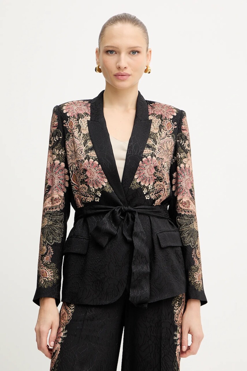 Sako Twinset čierna farba, jednoradové, vzorované, 252TP2040