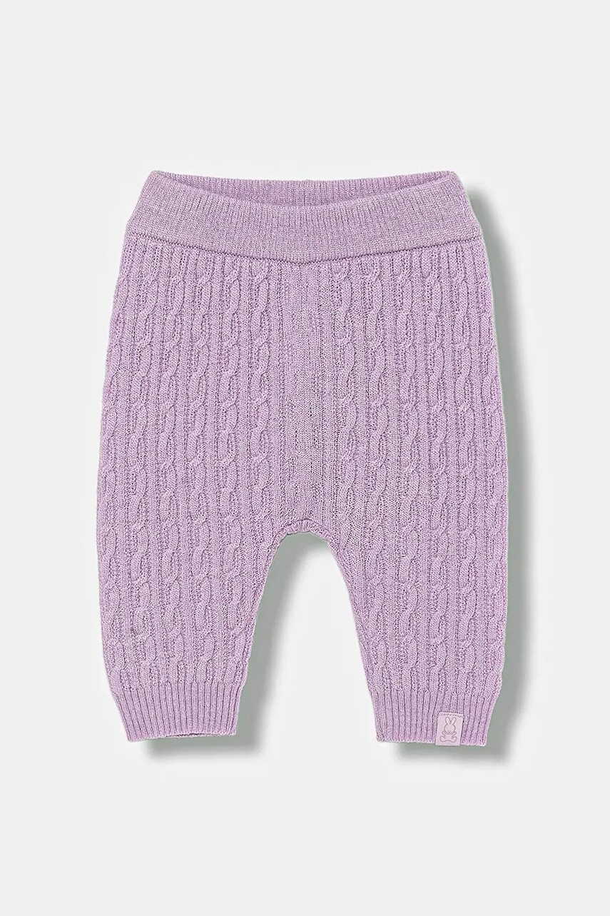 Detské vlnené nohavice United Colors of Benetton fialová farba, jednofarebná, 106WAF008