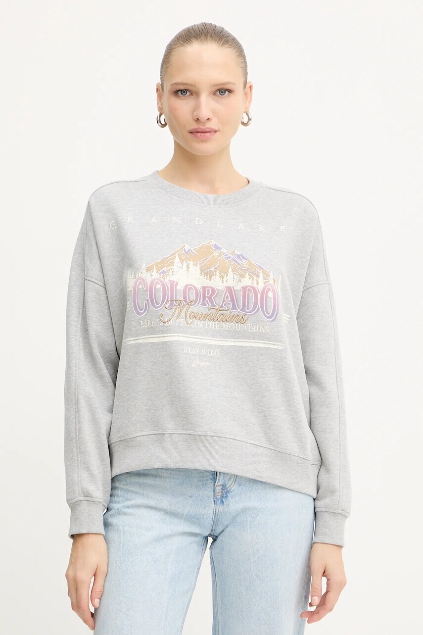 Bavlnená mikina BOSS Orange šedá farba, vzorovaná, 50549186