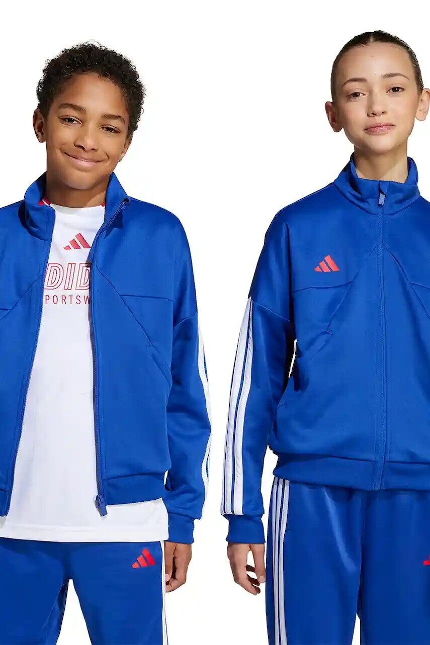 Detská mikina adidas modrá farba, s nášivkou, JW5085