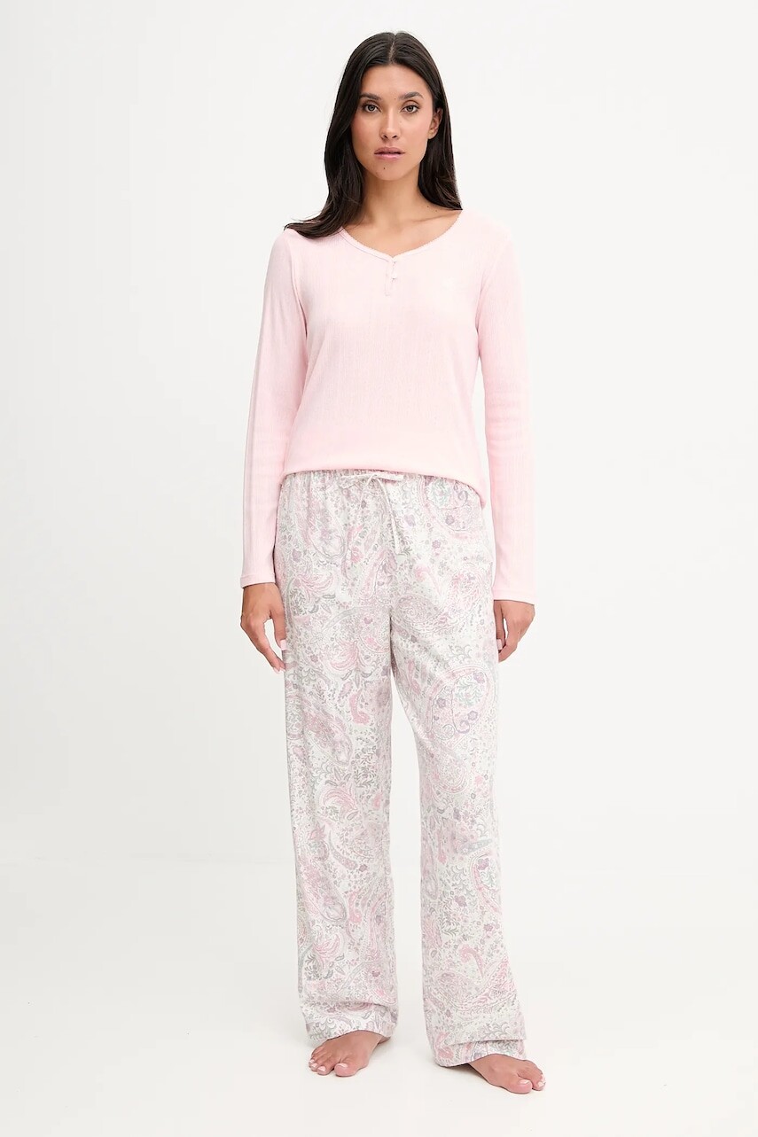 Pyžamo Lauren Ralph Lauren dámske, ružová farba, ILN72448