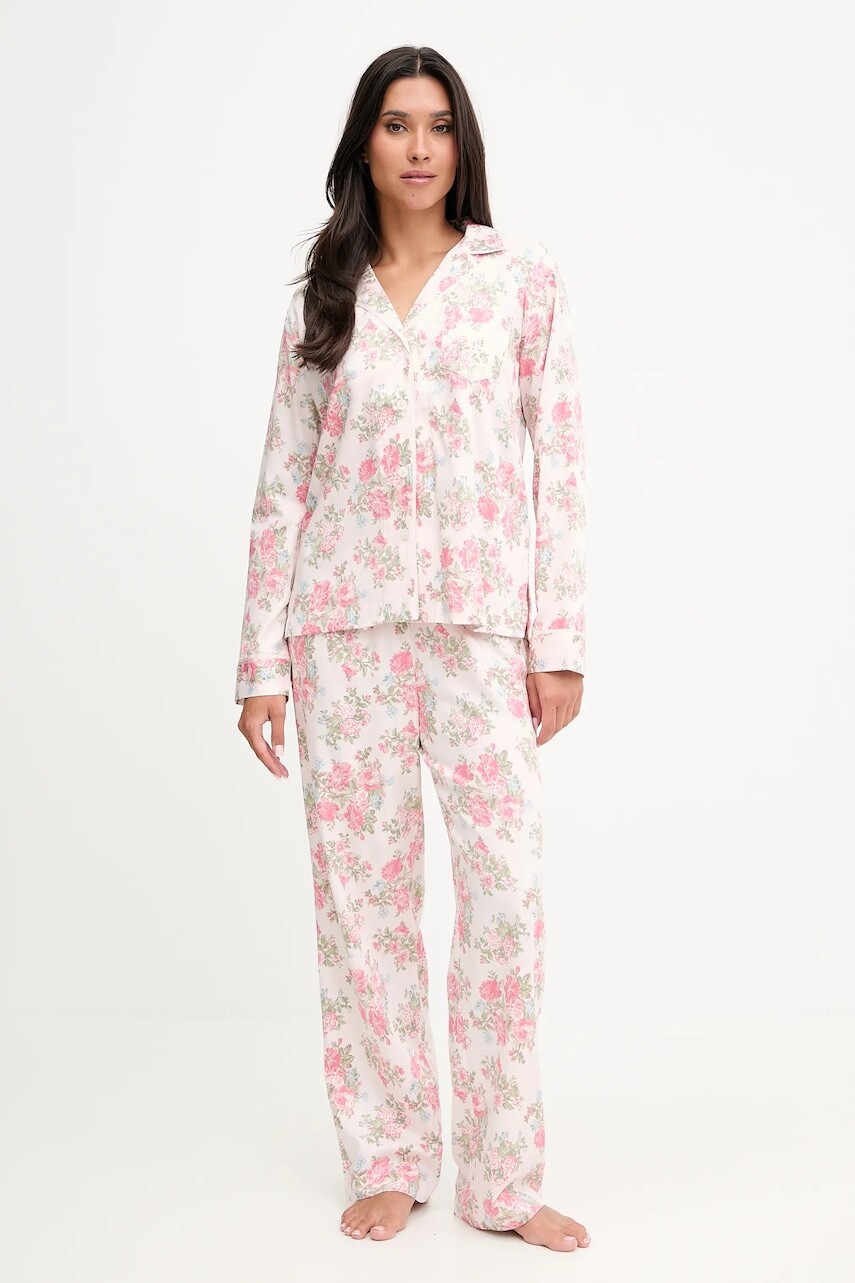 Pyžamo Lauren Ralph Lauren dámske, ružová farba, ILN92441