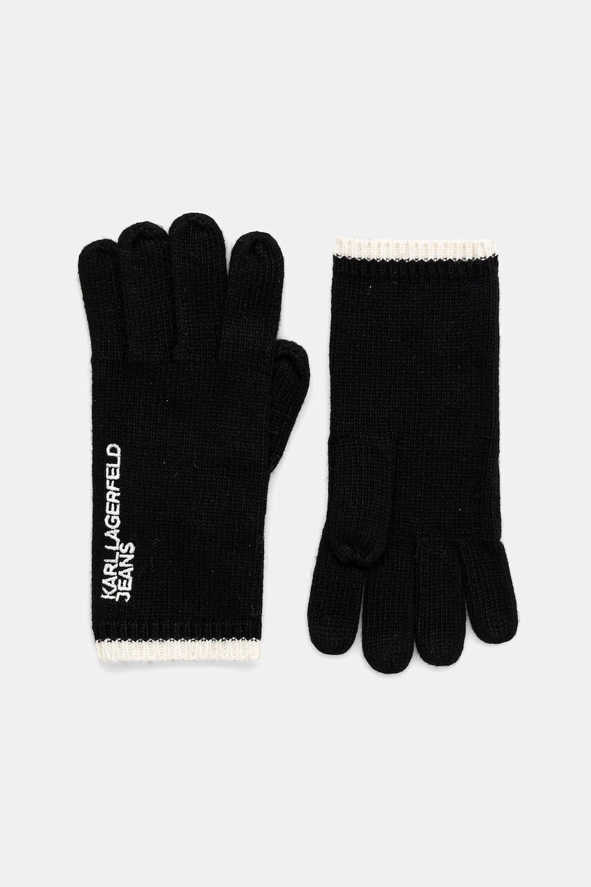 Rukavice s prímesou vlny Karl Lagerfeld Jeans čierna farba, A4W33090