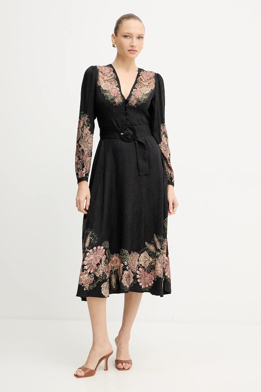 Šaty Twinset čierna farba, midi, áčkový strih, 252TP2043