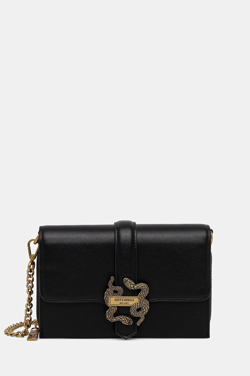 Listová kabelka Just Cavalli čierna farba, 79RA5PA6 ZSA89