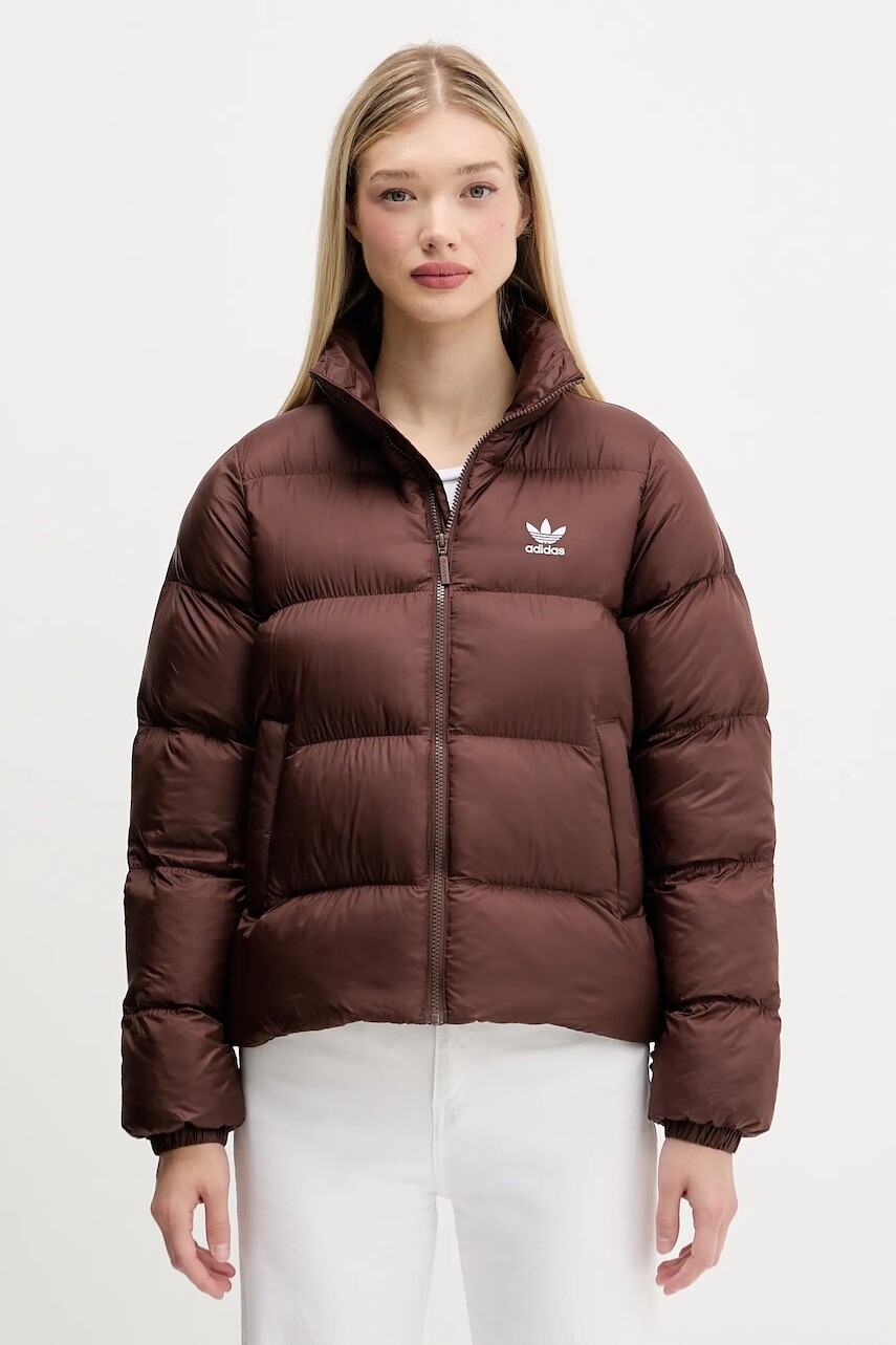 Bunda adidas Originals Short Puffer hnedá farba, zimná, JX2948