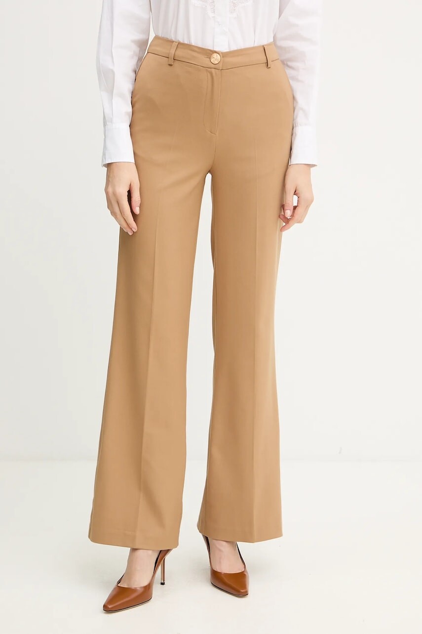 Nohavice Morgan PETAL.F béžová farba, rovný strih, vysoký pás, PETAL.F