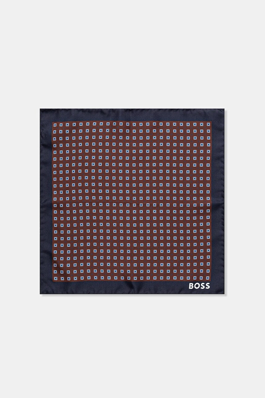 Hodvábna vreckovka BOSS tmavomodrá farba, 50551499