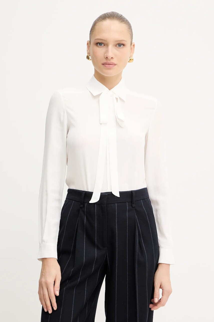 Hodvábna košeľa MAX&Co. biela farba, regular, s klasickým golierom, 2526116053200