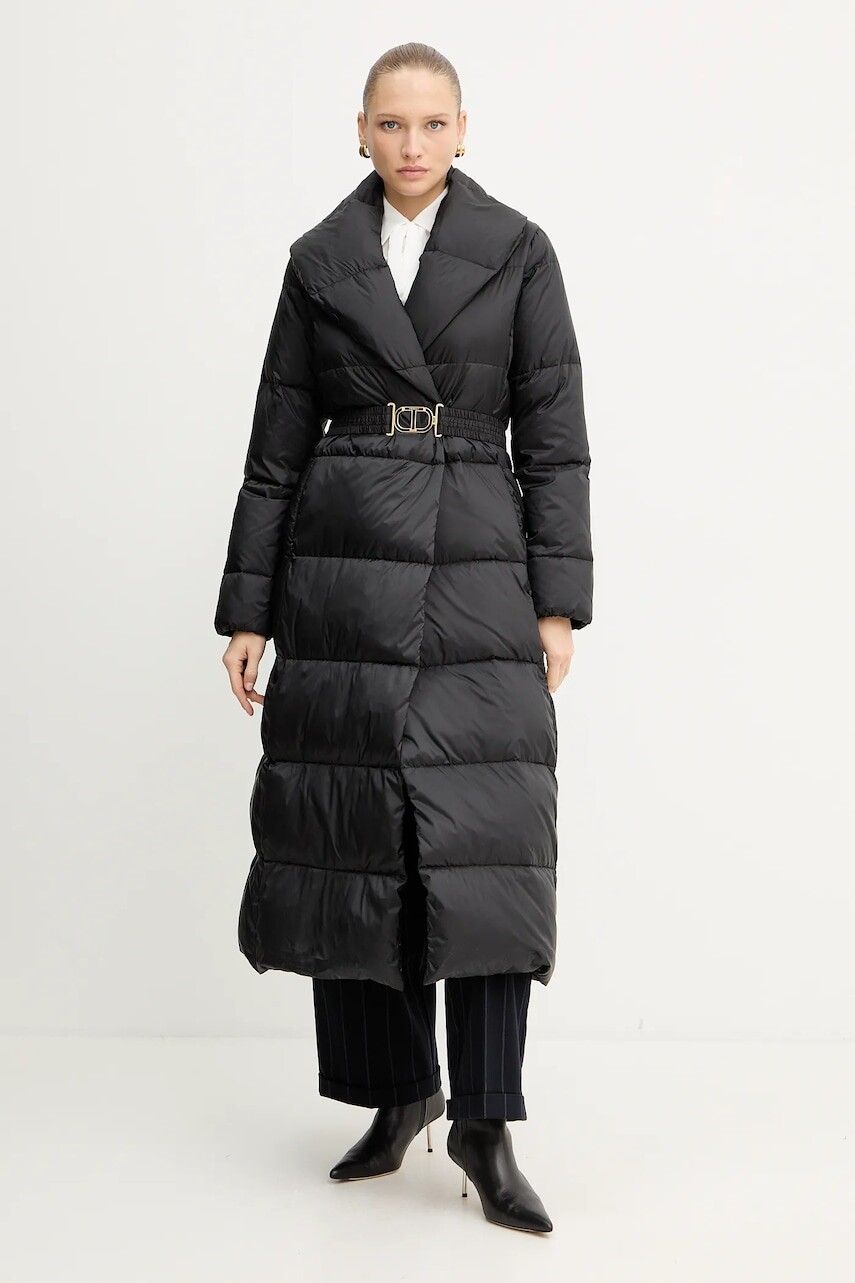 Páperová bunda Twinset čierna farba, zimná, 252TT2050