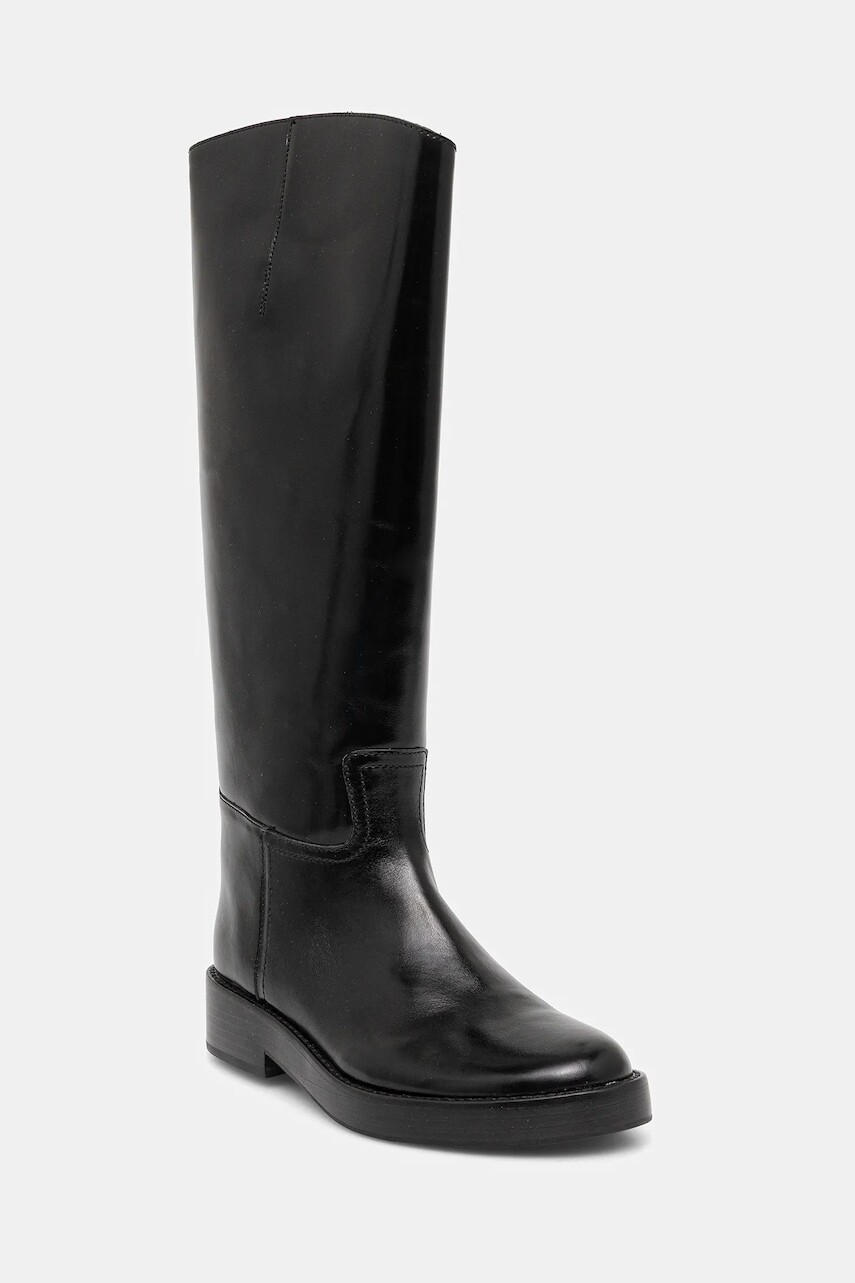 Kožené čižmy Jeffrey Campbell Marshy čierna farba, na plochom podpätku, JC-1742-1-6