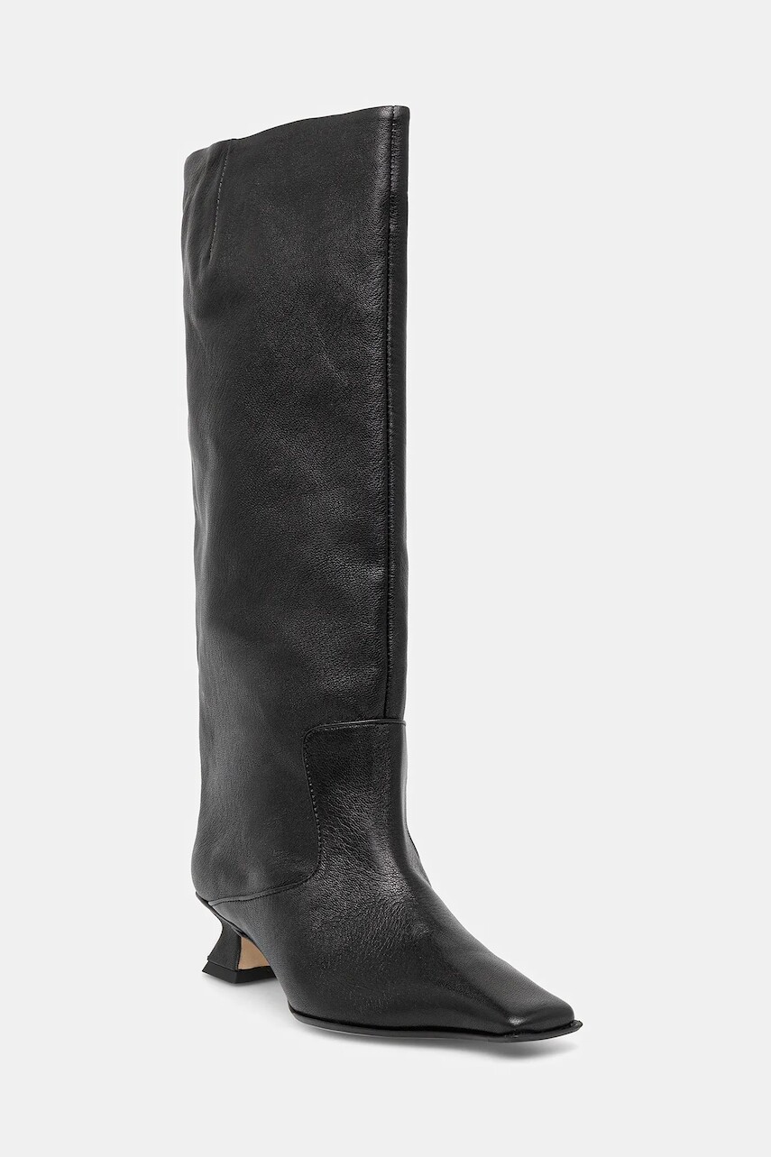 Kožené čižmy Miista Effie čierna farba, na podpätku, MI_5871
