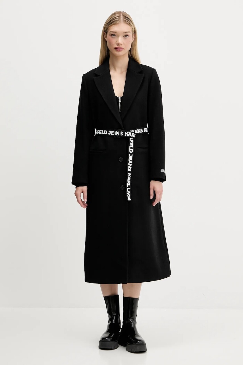 Kabát Karl Lagerfeld Jeans čierna farba, A4W15056