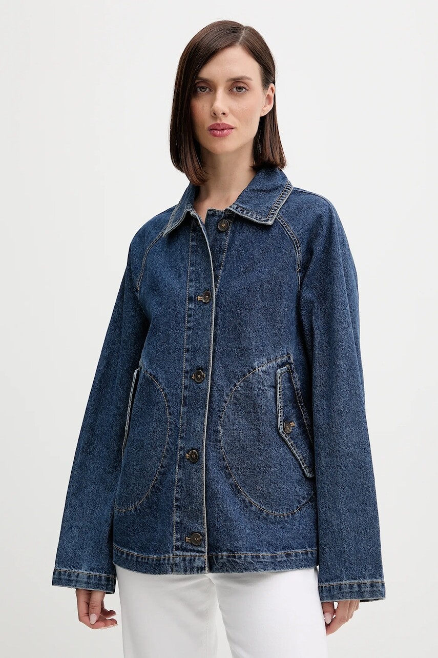 Rifľová bunda United Colors of Benetton modrá farba, prechodná, 296XDN005