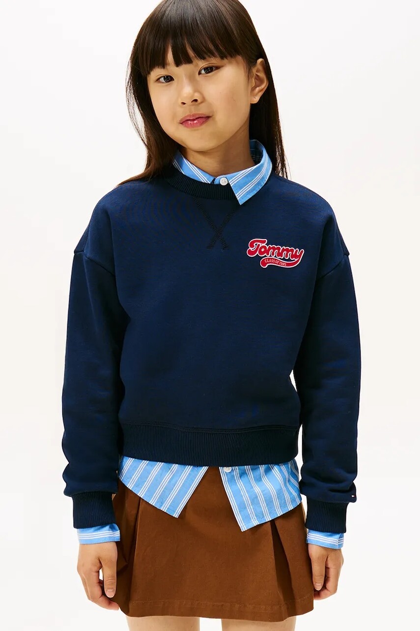 Detská mikina Tommy Hilfiger tmavomodrá farba, KG0KG08779