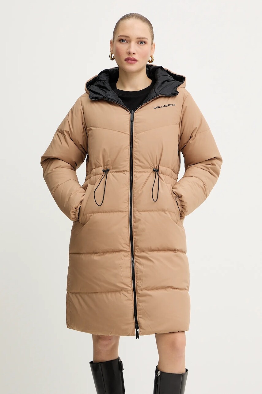 Páperová obojstranná bunda Karl Lagerfeld čierna farba, zimná, A4W15045