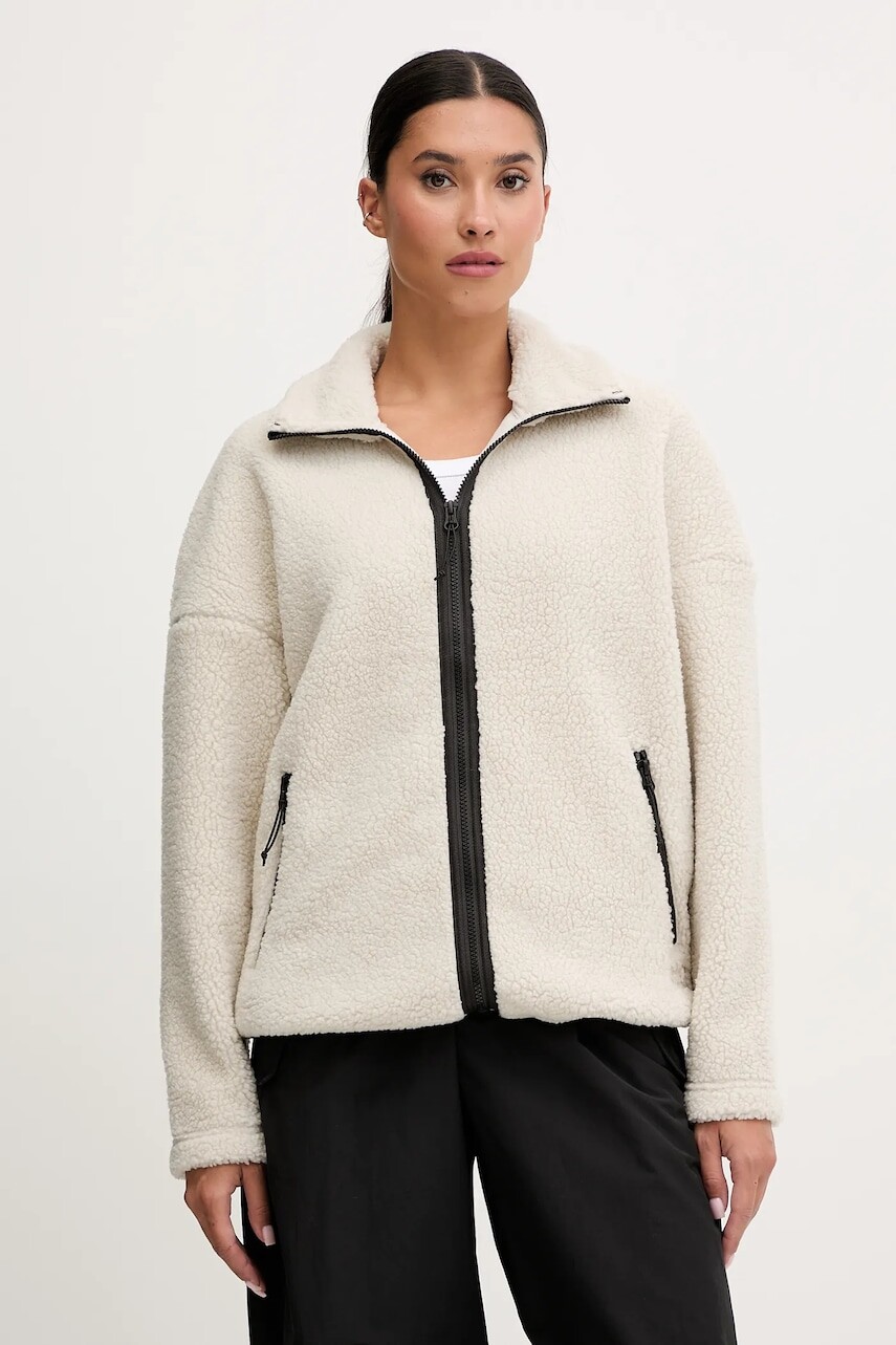 Fleecová mikina Jack Wolfskin STONE LITE béžová farba, jednofarebná, A65072