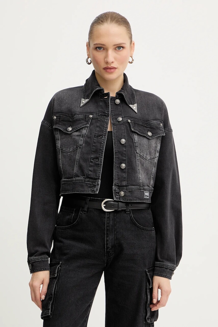 Rifľová bunda Versace Jeans Couture čierna farba, prechodná, 79HAS403 CDWRC