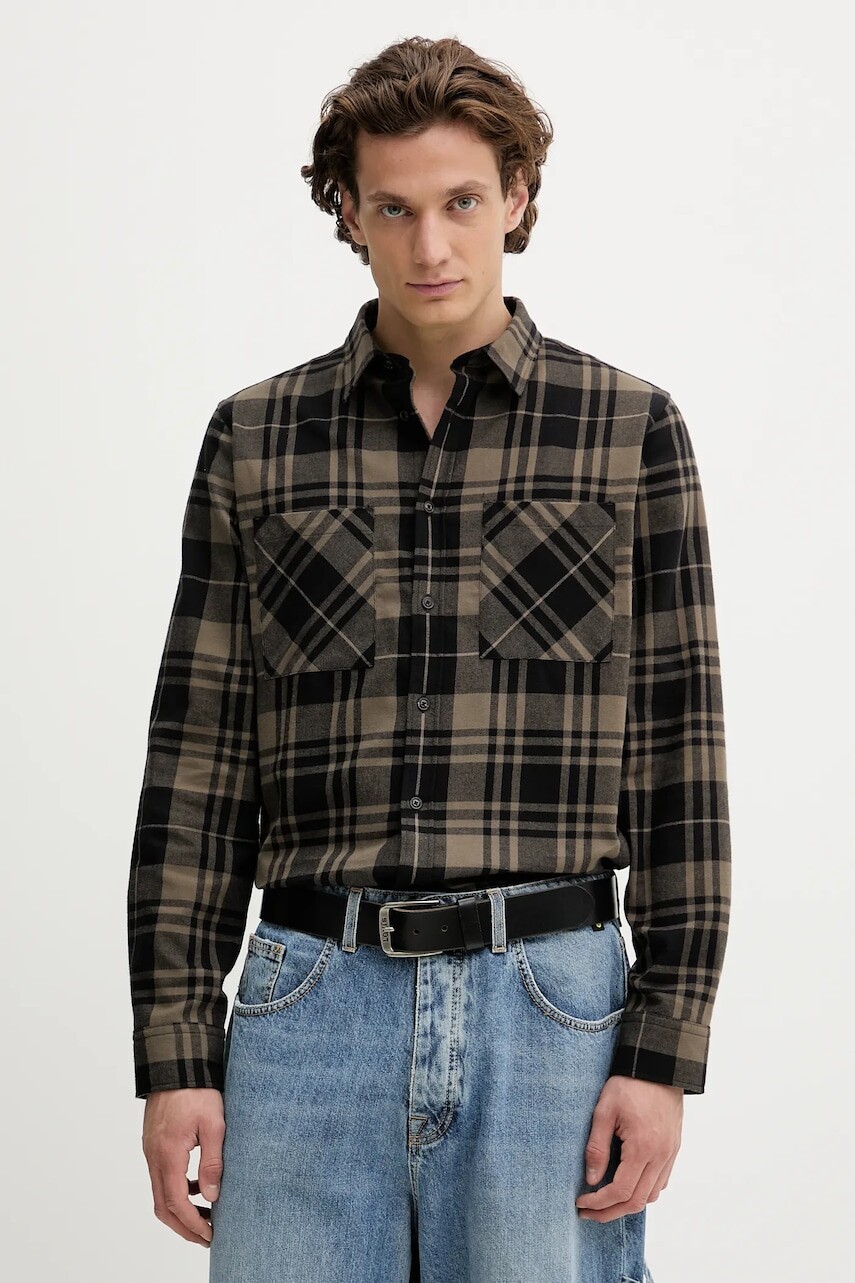 Bavlnená košeľa HUGO zelená farba, regular, s klasickým golierom, 50549753