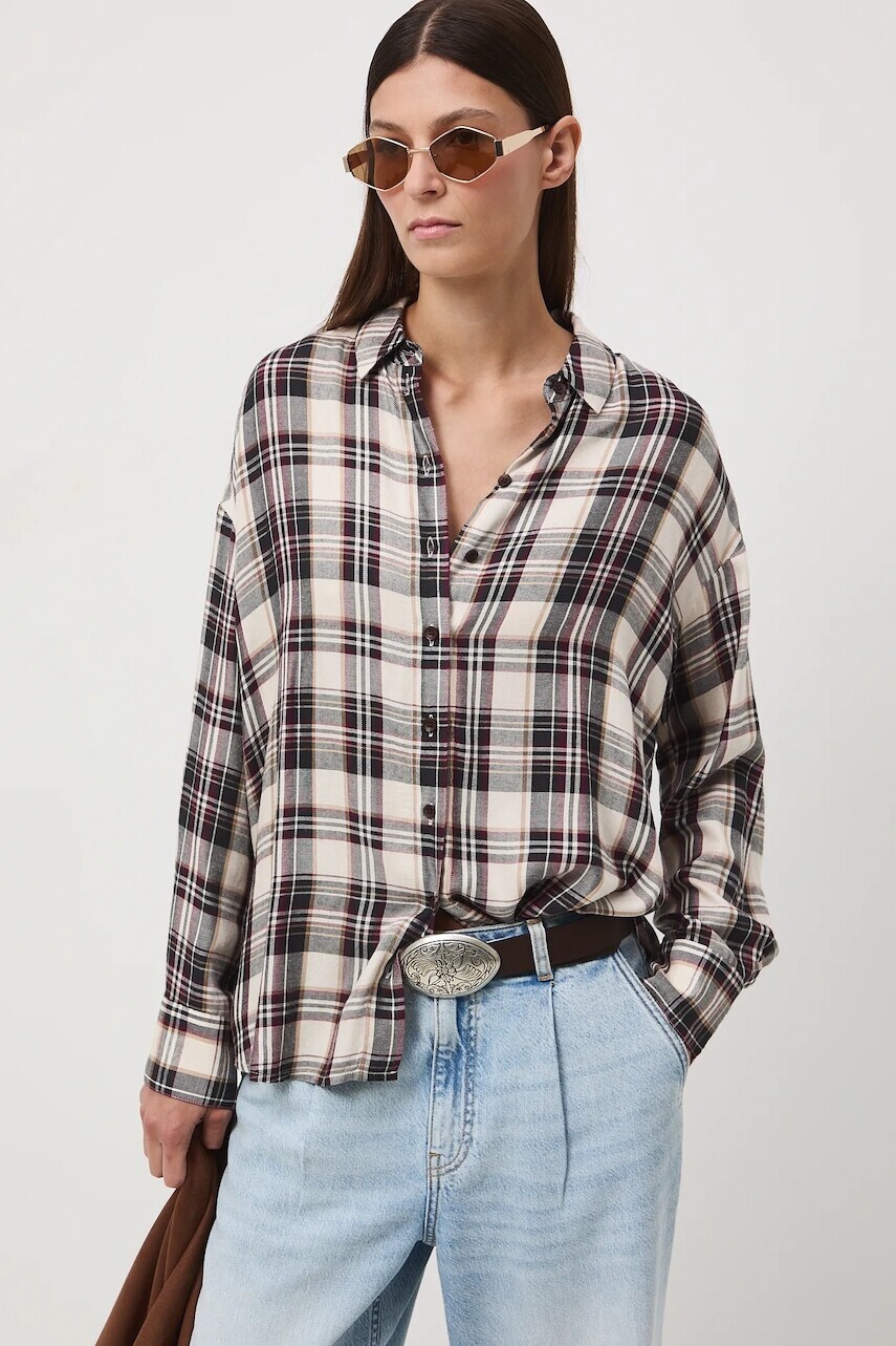 Košeľa Medicine béžová farba, voľný strih, s klasickým golierom