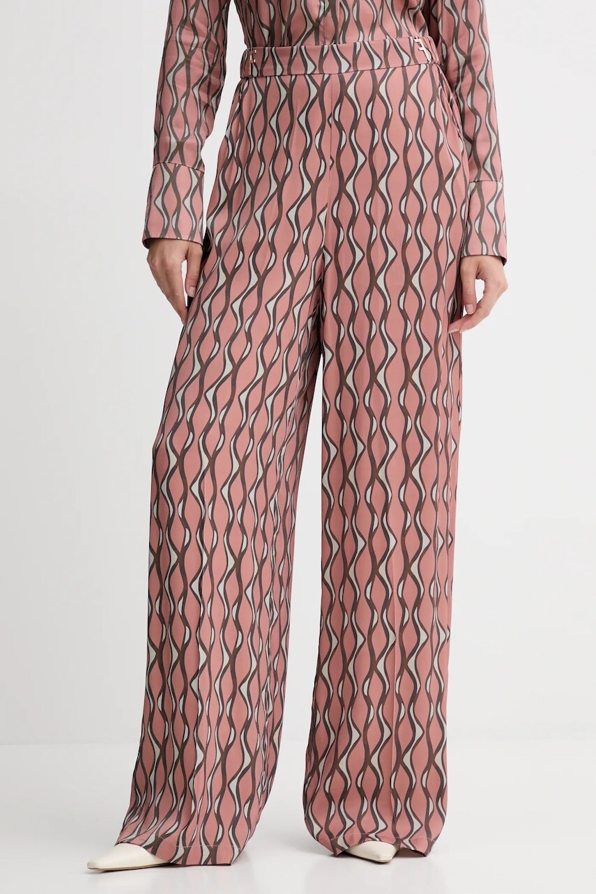 Nohavice Fracomina ružová farba, rovný strih, vysoký pás, FS25WV3014W732K5