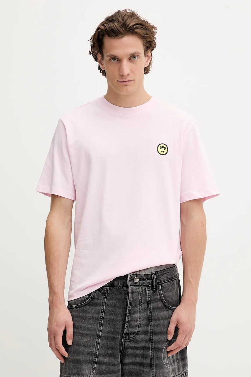 Bavlnené tričko Barrow ružová farba, s potlačou, F5BWUATH059