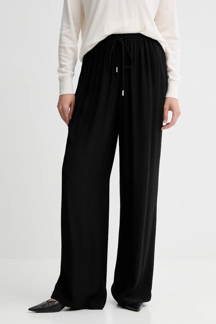 Nohavice BOSS Orange čierna farba, rovný strih, vysoký pás, 50544016